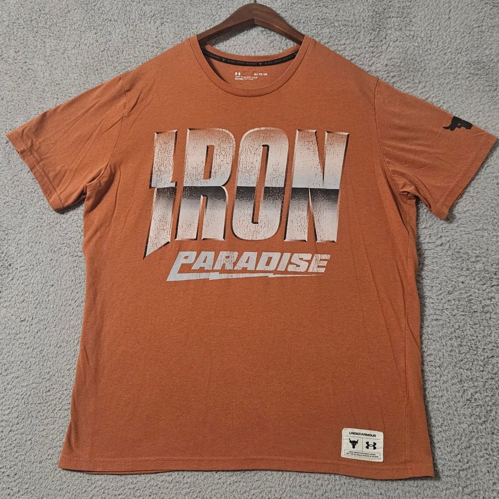 Under Armour Men's 1363557 843 Project Rock "Iron Paradise" Orange T-Shirt Sz XL